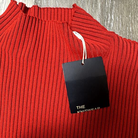 Zara Knit Red Long Sleeve Ribbed Sweater with Cream Trim - Picture 6 of 9